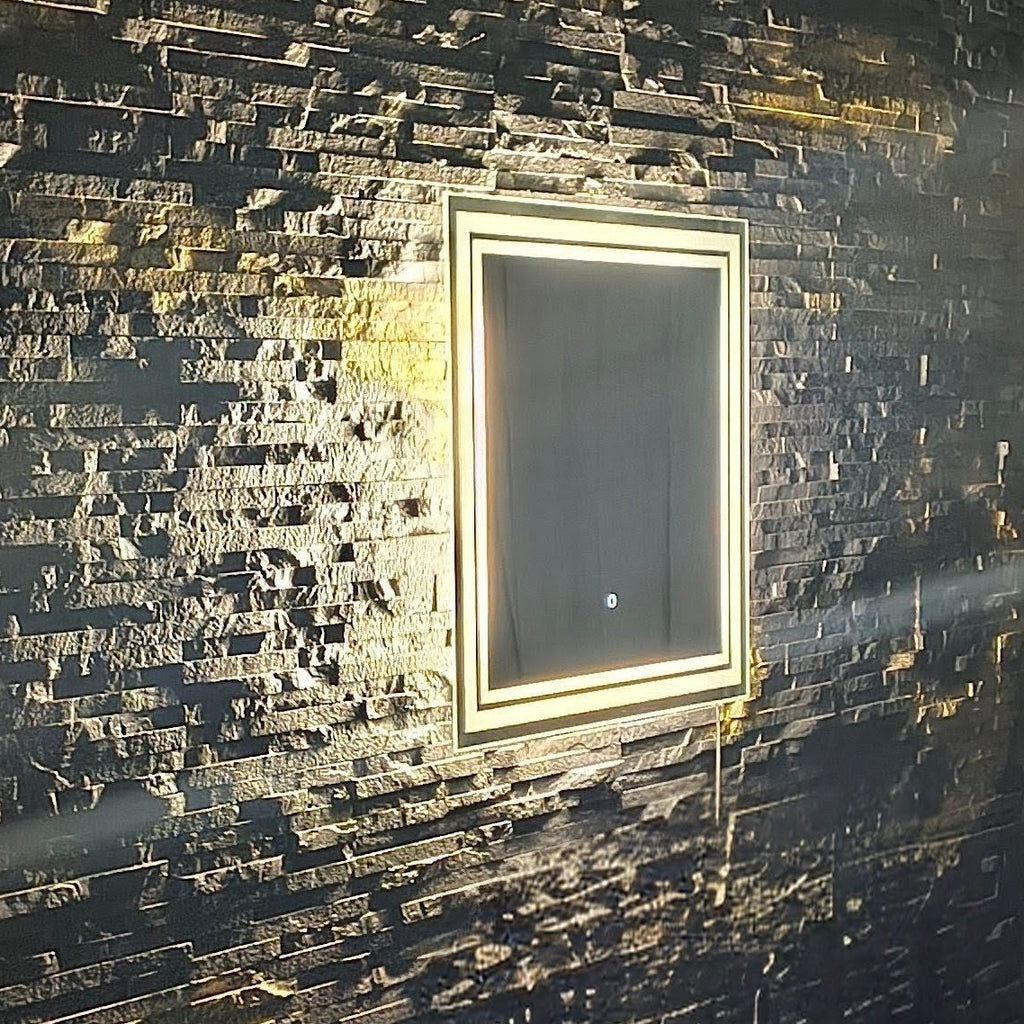 LED Mirror Capricornus - close-up of quality craftsmanship, 4mm glass with IP65 protection, moisture and steam resistant
