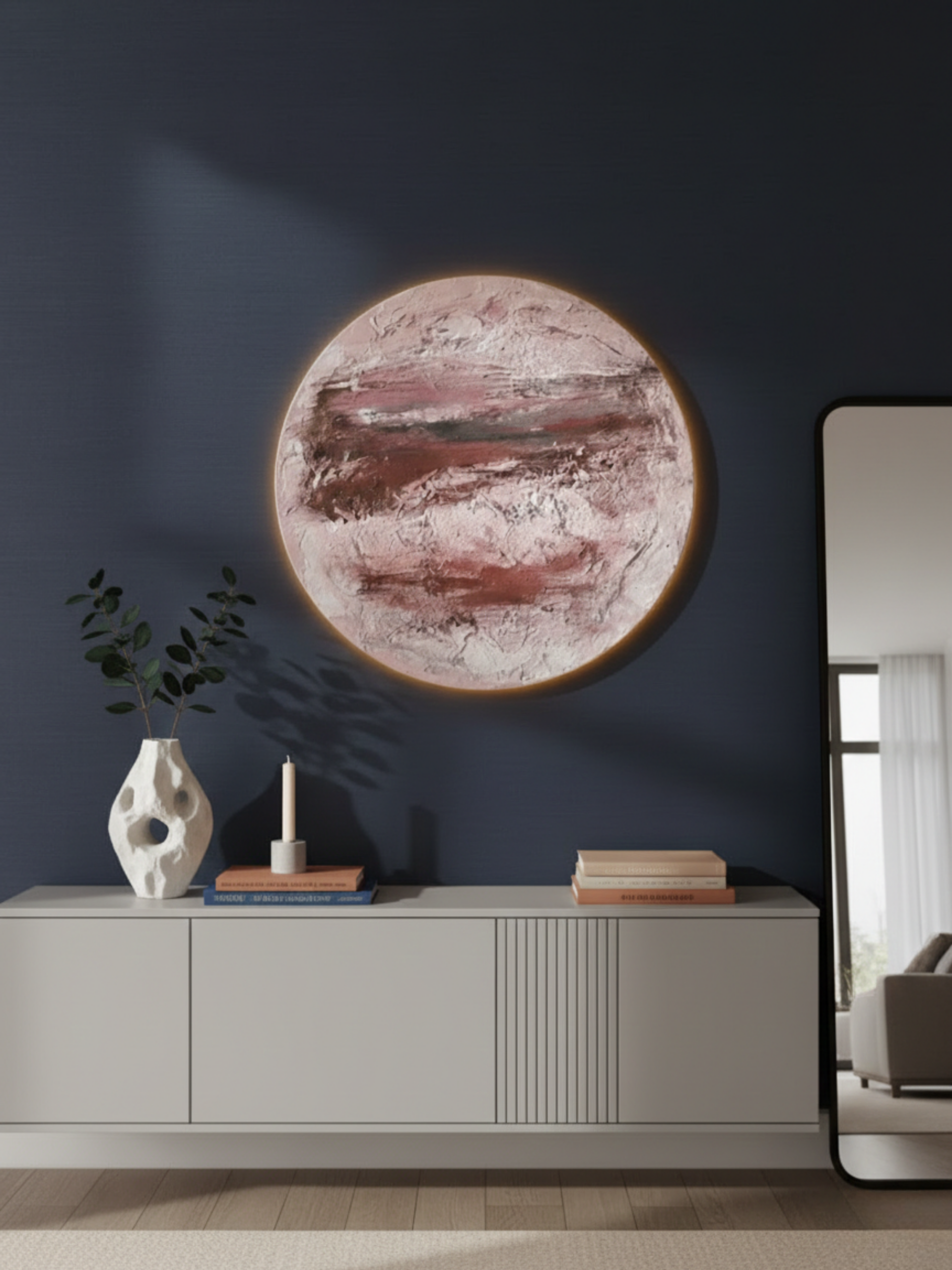 Handmade LED Mars Wall Decor – 3D Red Planet Relief Sculpture