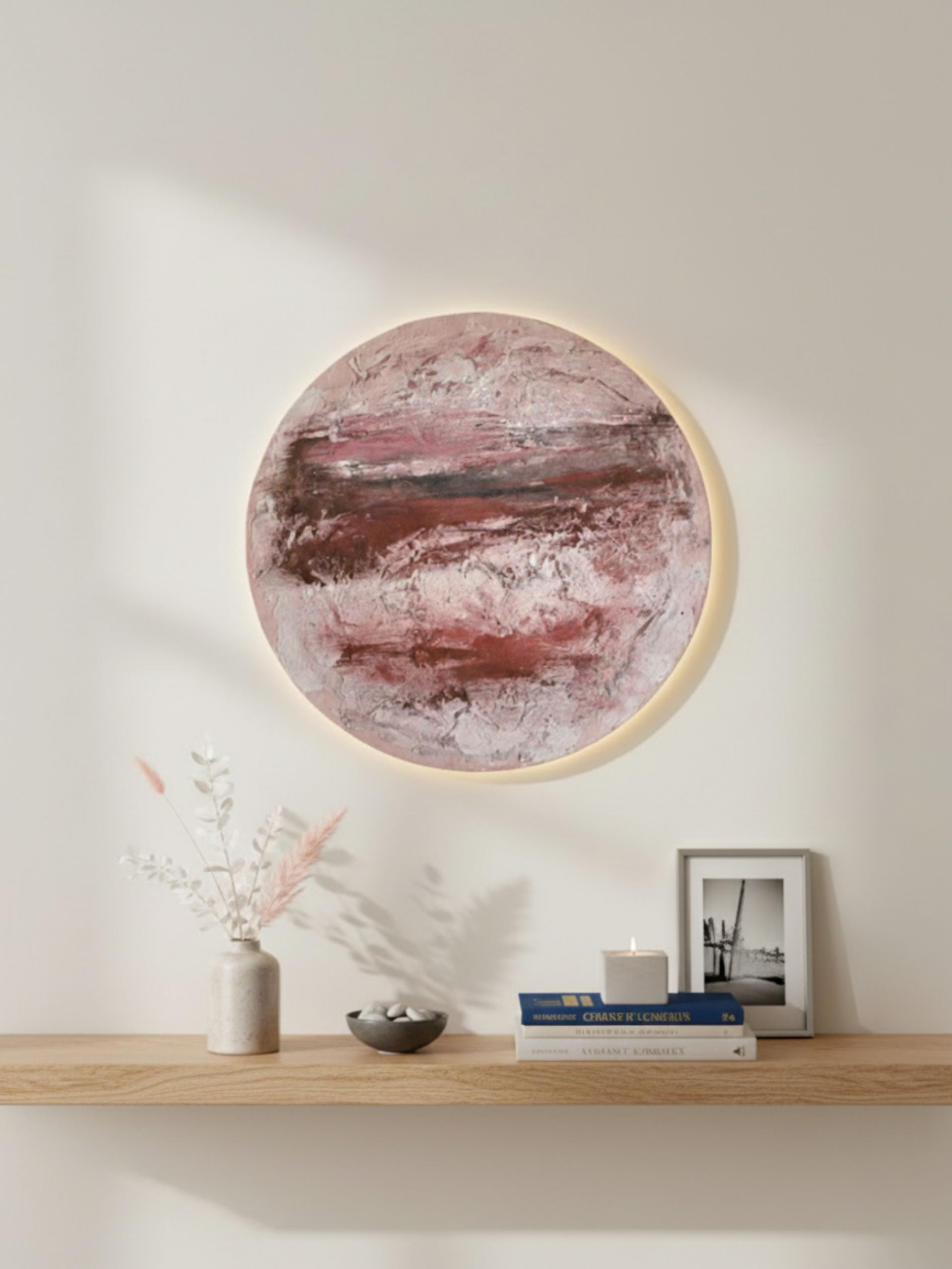 Handmade LED Mars Wall Decor – 3D Red Planet Relief Sculpture