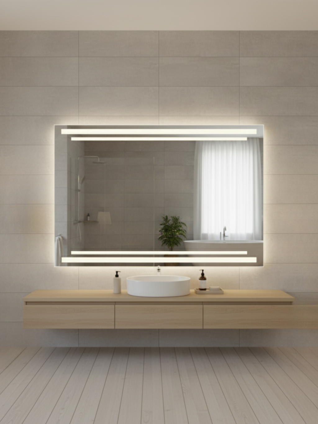 LED mirror Susanna available in 30 different sizes, universal dimensions for any bathroom and interior space