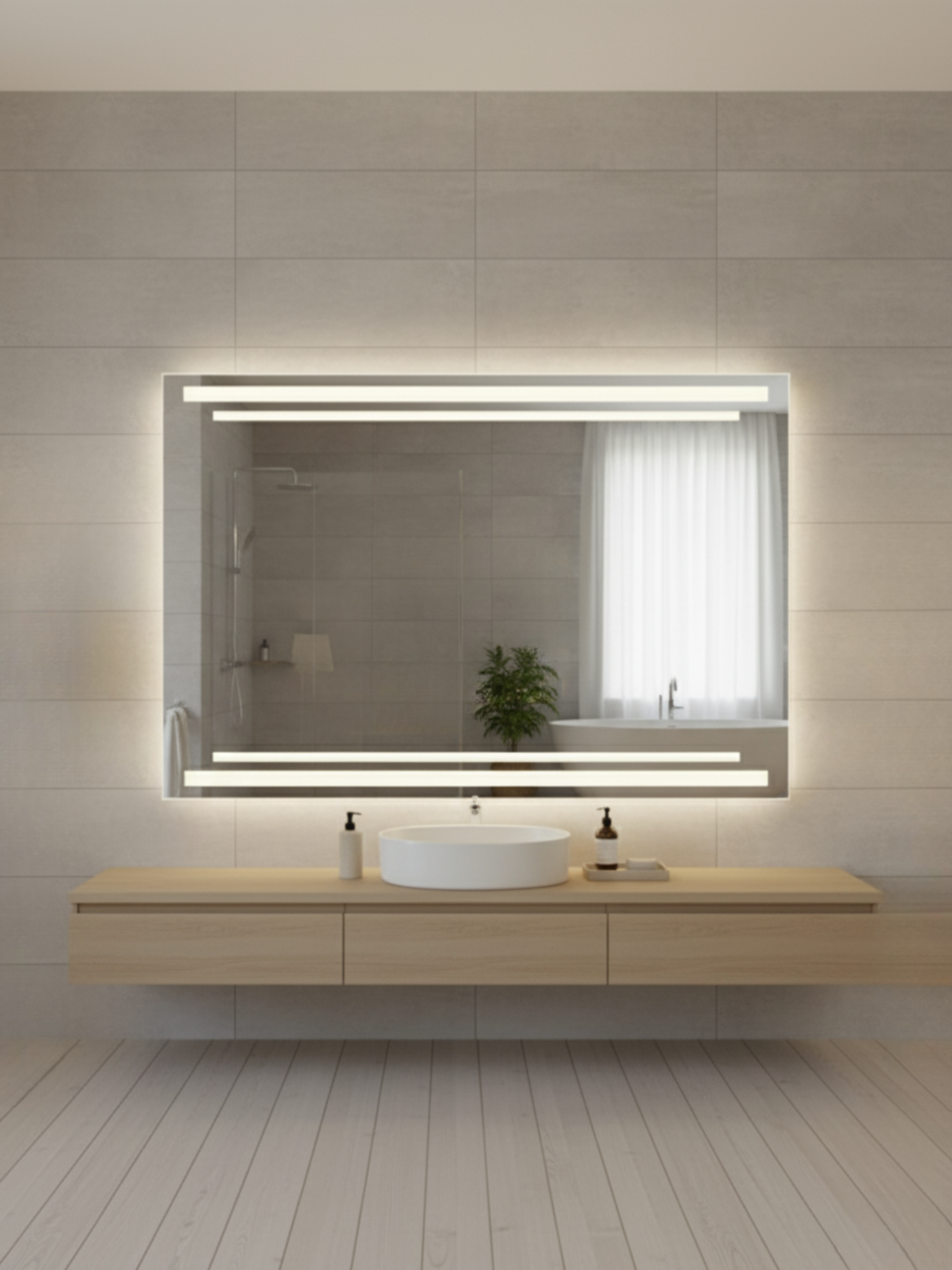 LED mirror Susanna available in 30 different sizes, universal dimensions for any bathroom and interior space