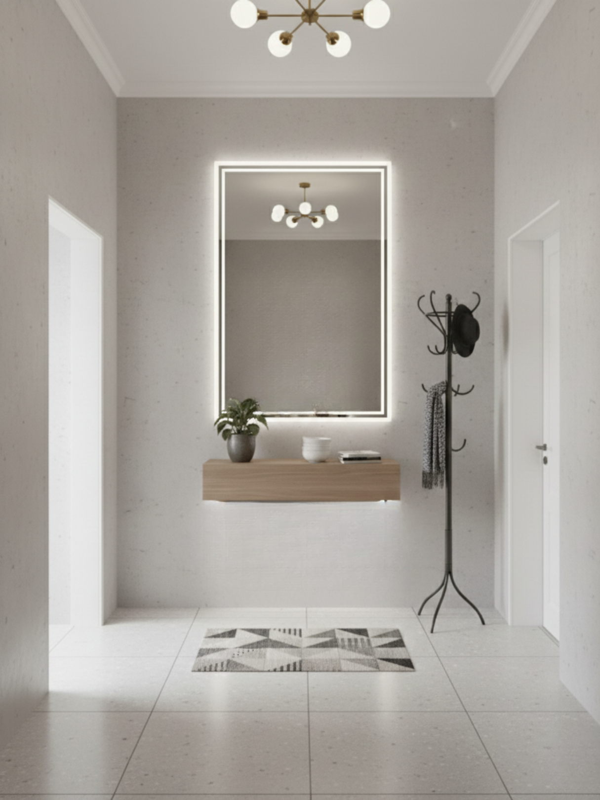 LED Mirror Capricornus - Side View Showing Slim Construction and Premium Polish Craftsmanship
