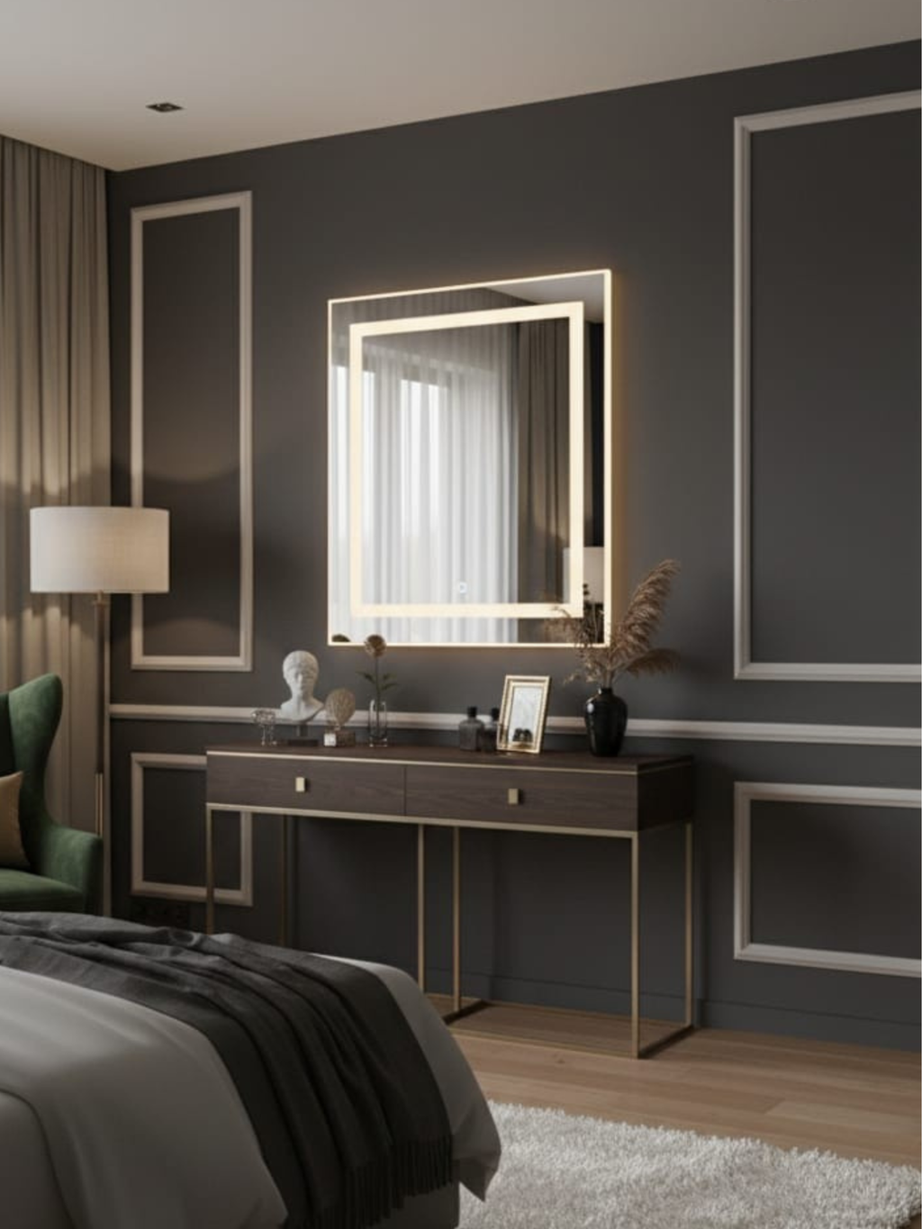 LED Mirror La Luna - Detail of LED Backlight with Touch Switch Function, Luxury Finish