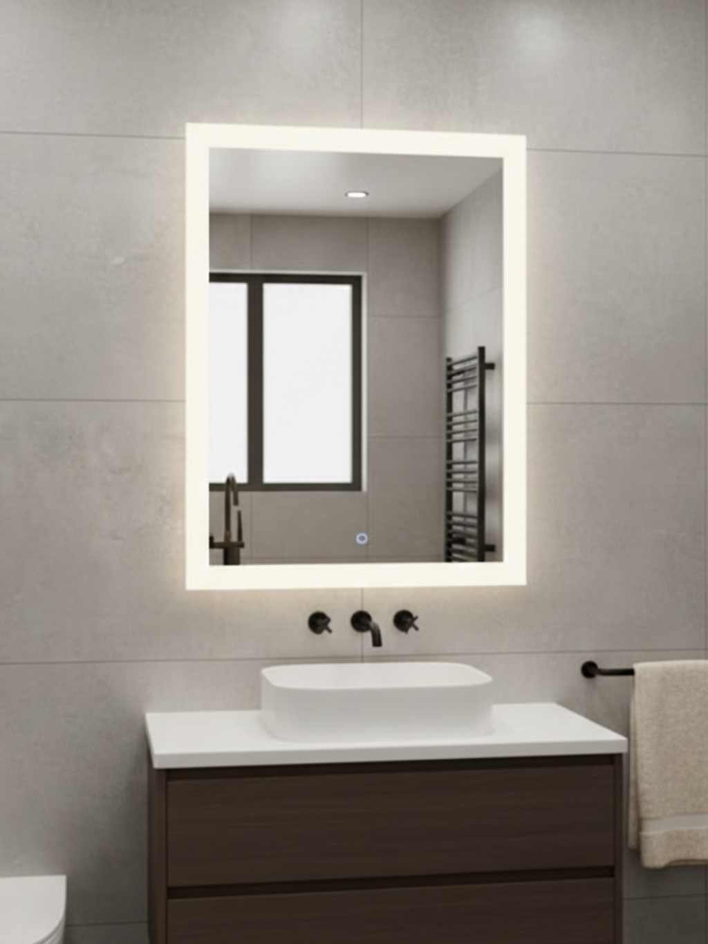 LED Mirror Lena with Wall Switch - Rectangular Bathroom Mirror with LED Lighting, Made in Poland by Anima & Art