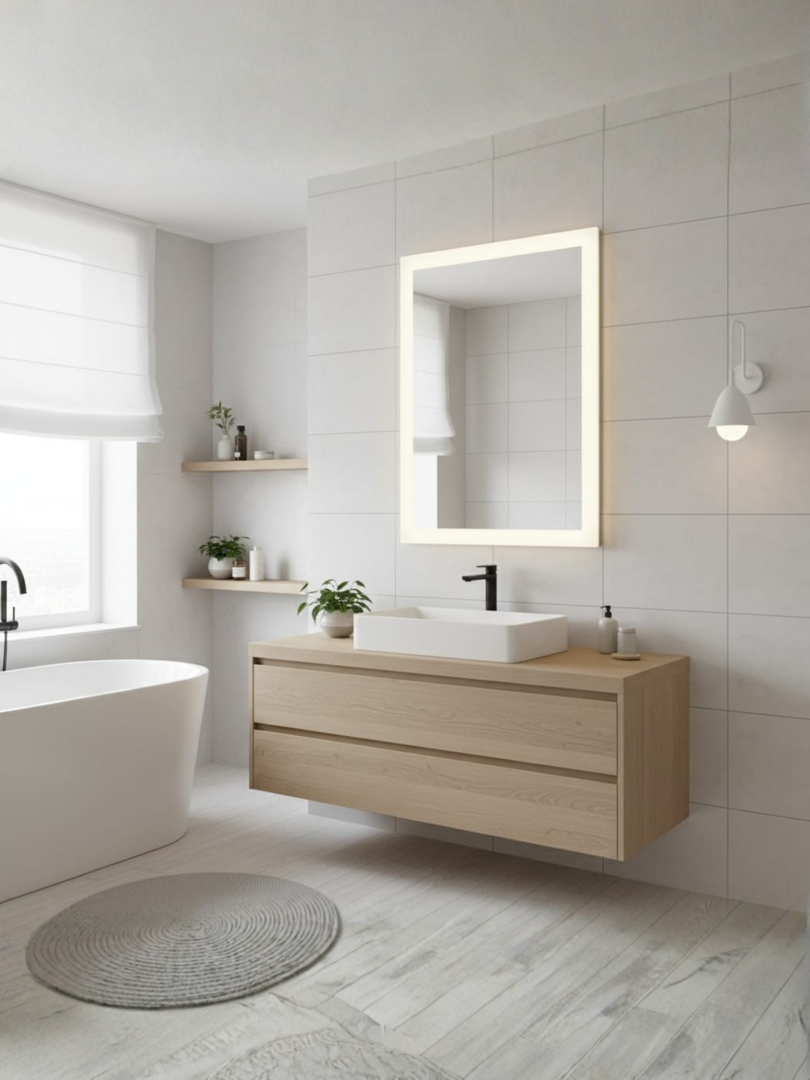 LED Mirror Lena Square - Available in 21 Sizes, Perfect for Bathroom and Dressing Room with Wall Switch Control