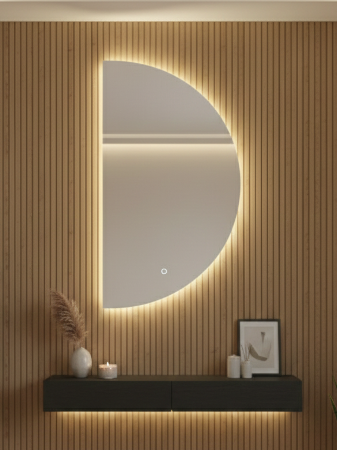 Led Mirror Moon Light - 3 Sizes - Crescent - Right