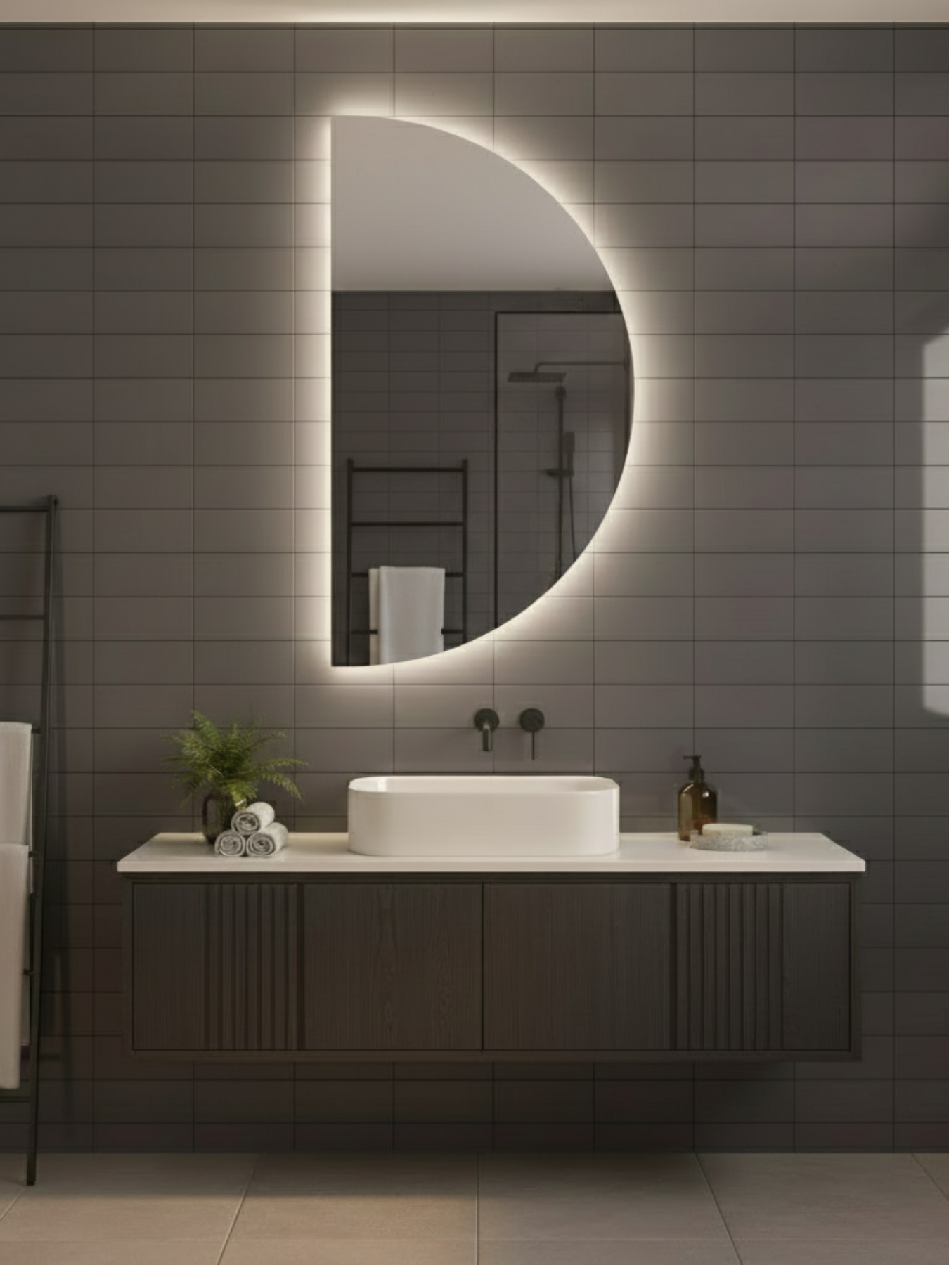 Led Mirror Moon Light - 3 Sizes - Crescent - Right