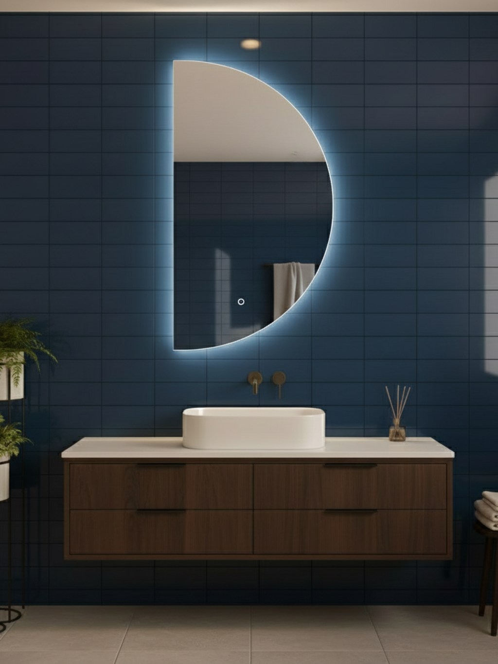 Led Mirror Moon Light - 3 Sizes - Crescent - Right