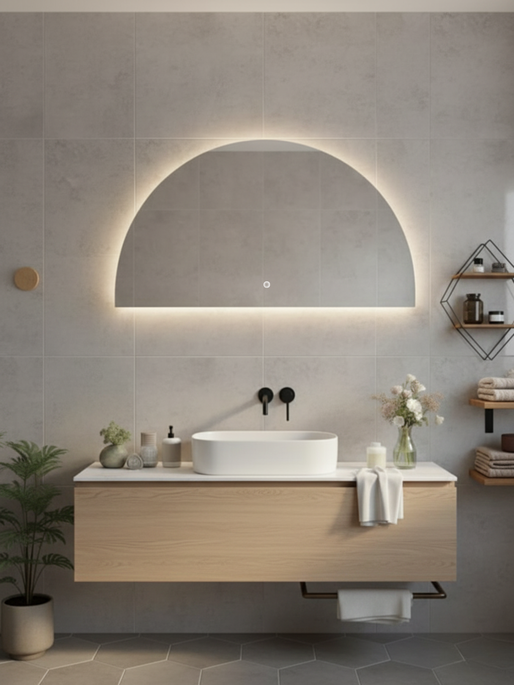 Led Mirror Moon Light - 3 Sizes - Crescent - Right