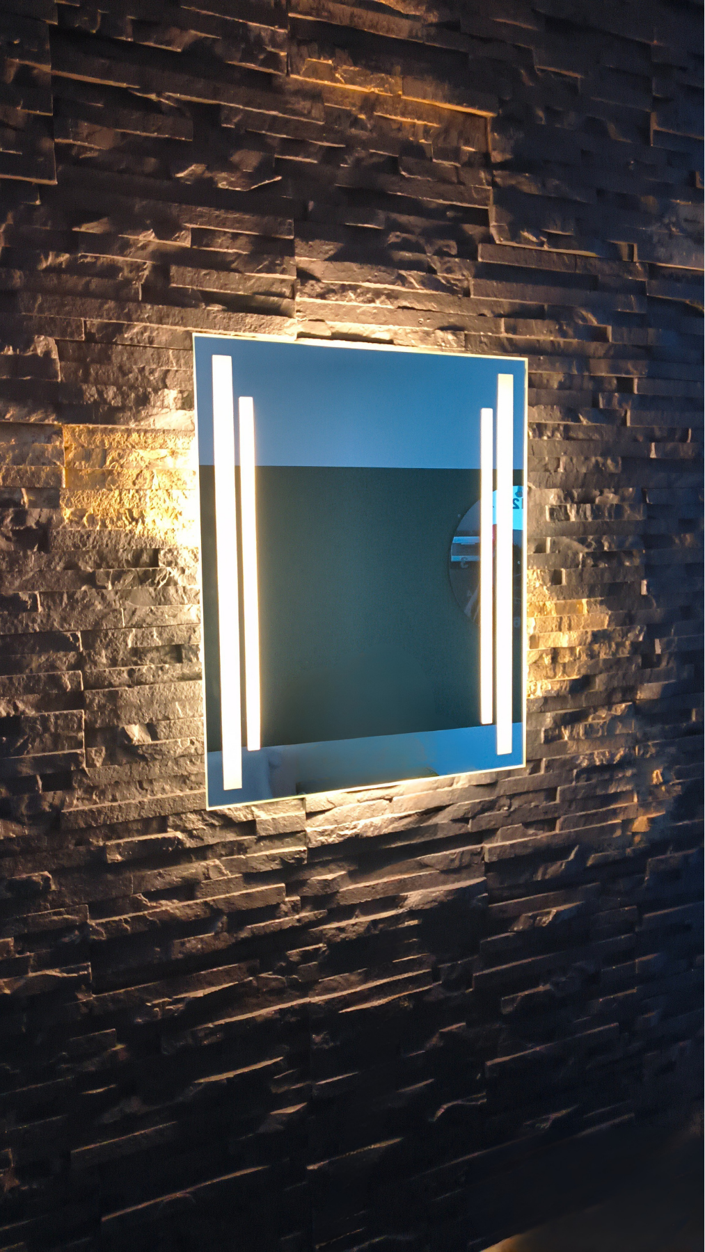 LED Mirror Susanna – front view, rectangular backlit wall mirror, wall switch