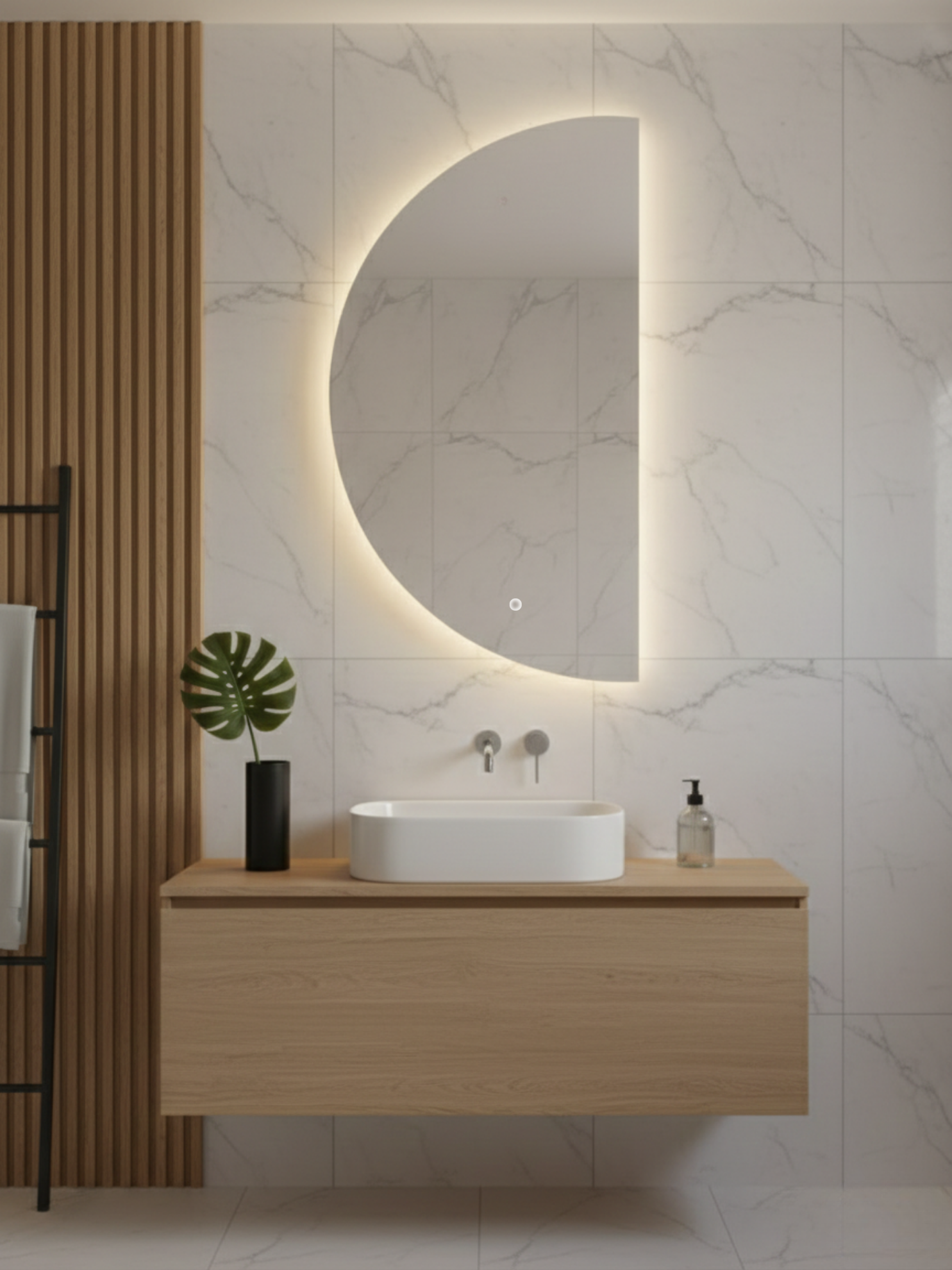 Led Mirror Moon Light - 3 Sizes - Crescent - Left