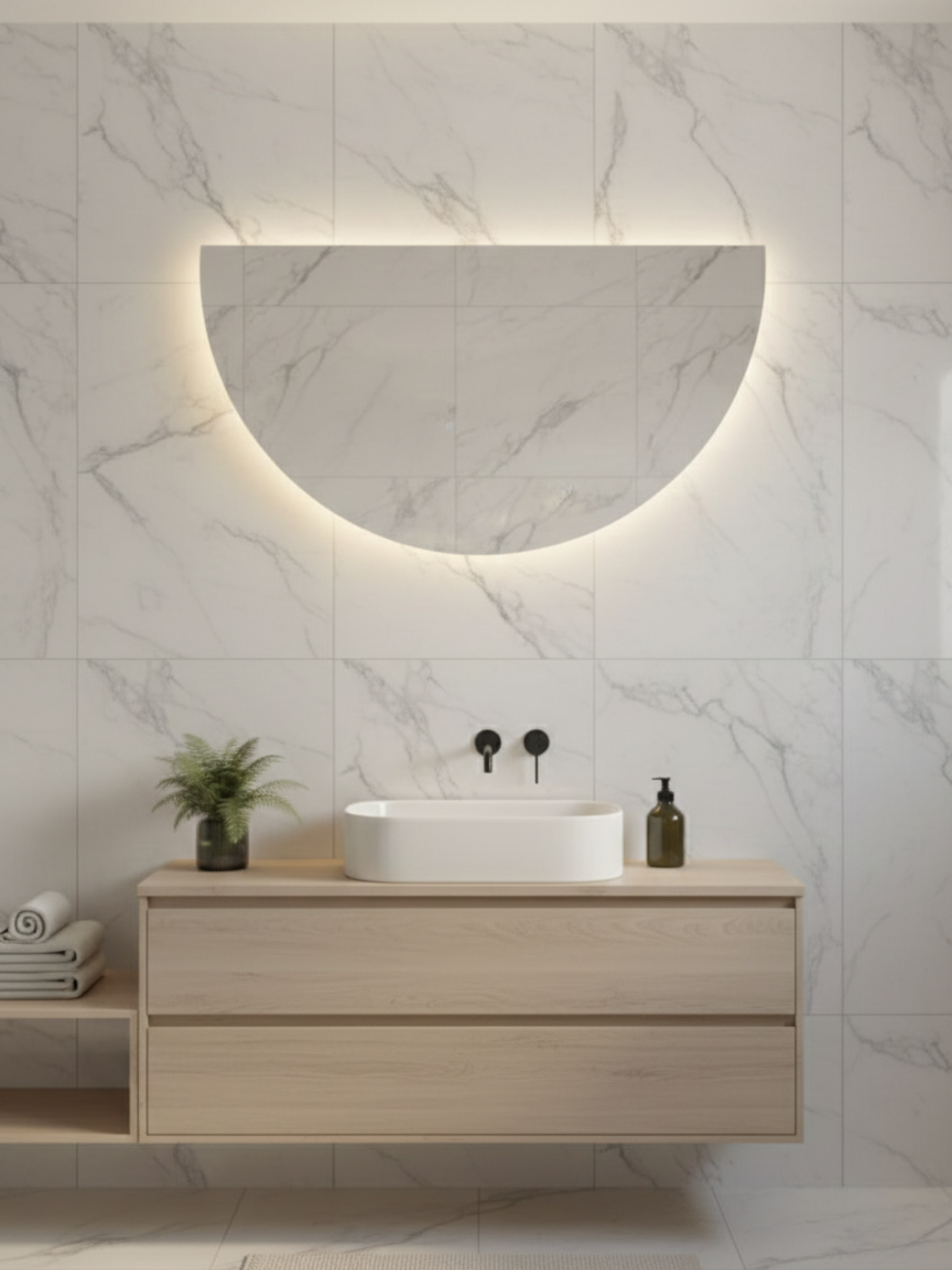 Led Mirror Moon Light - 3 Sizes - Crescent - Left