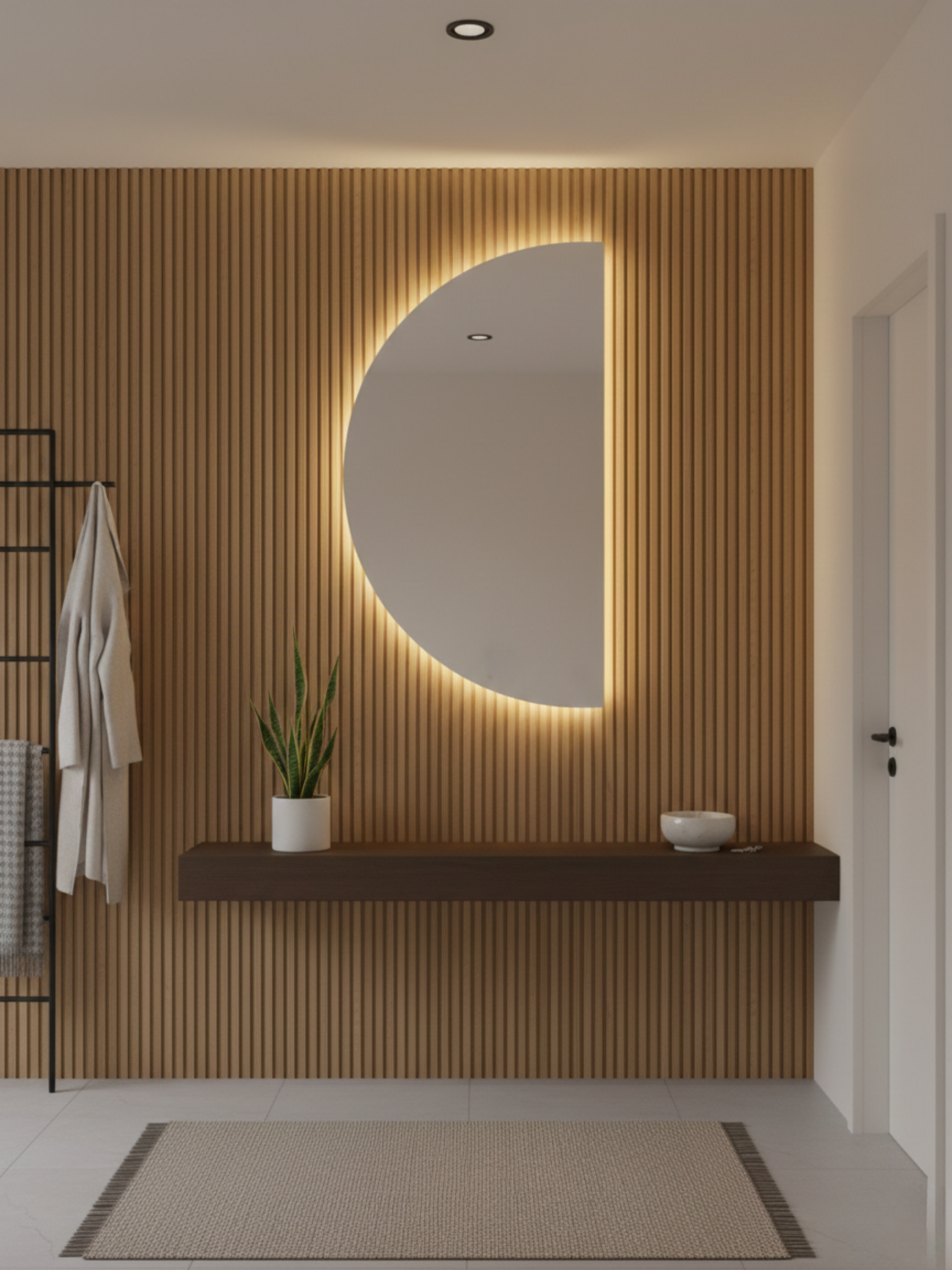 Led Mirror Moon Light - 3 Sizes - Crescent - Left