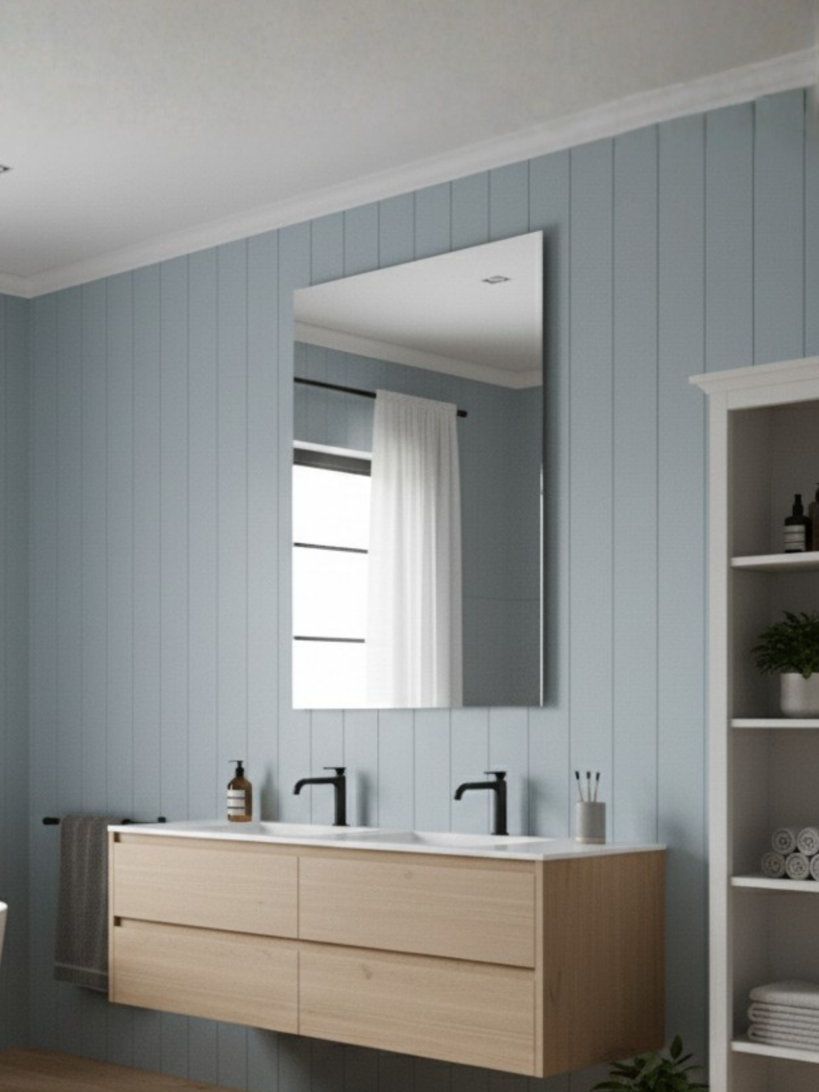 Classic Mirror Duša side profile - wall mounting system, compact design for bathroom & home