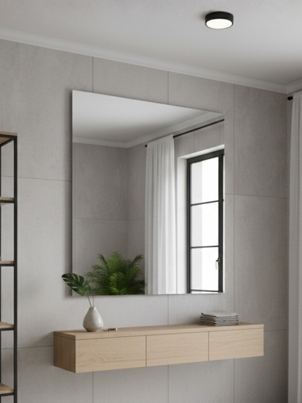 Classic Mirror Duša square variant - 4mm premium glass, flexible mounting system for bathroom & any interior