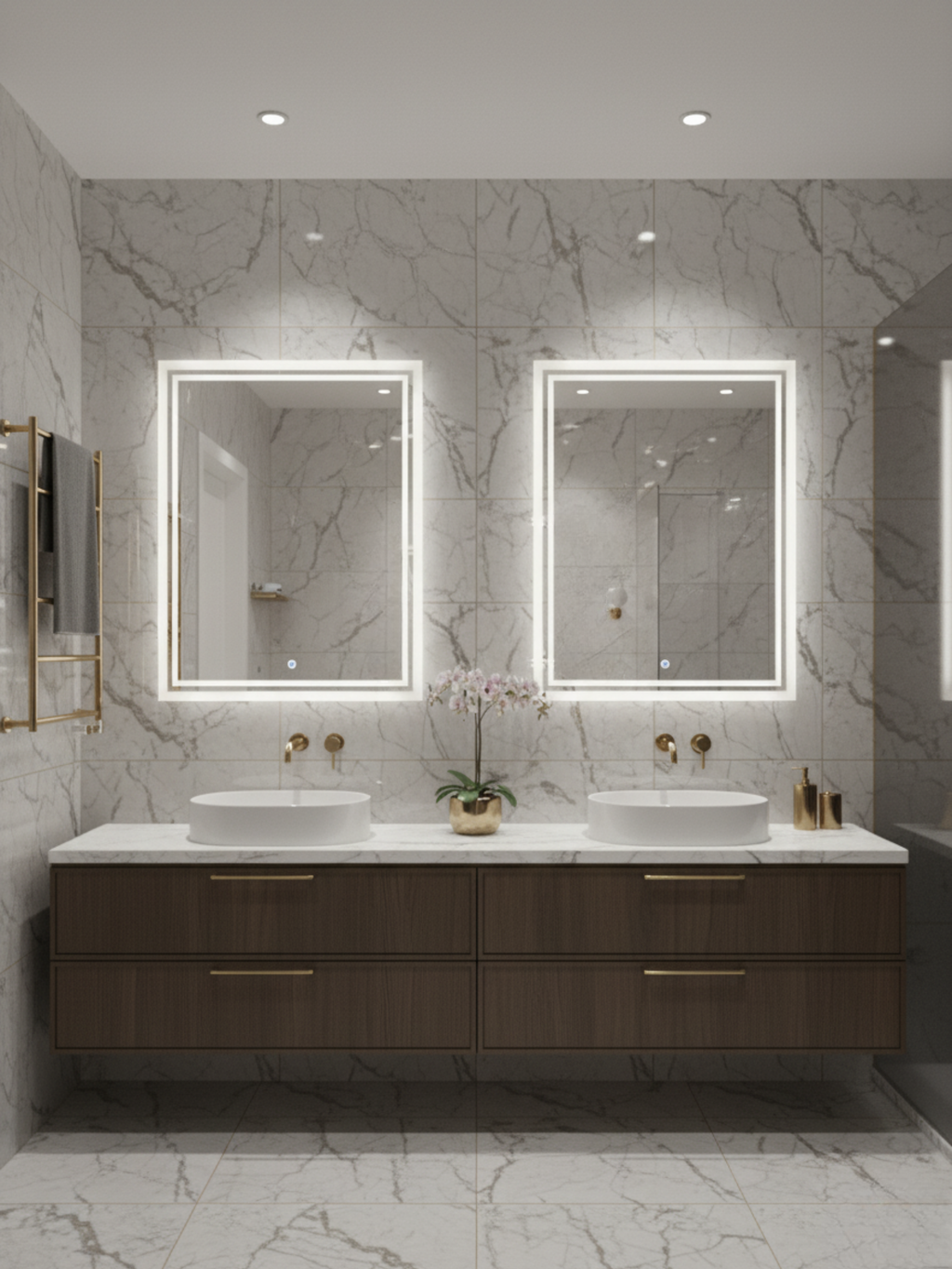 COB LED lighting system in Capricornus mirror - energy-efficient, warm light, uniform illumination for any room
