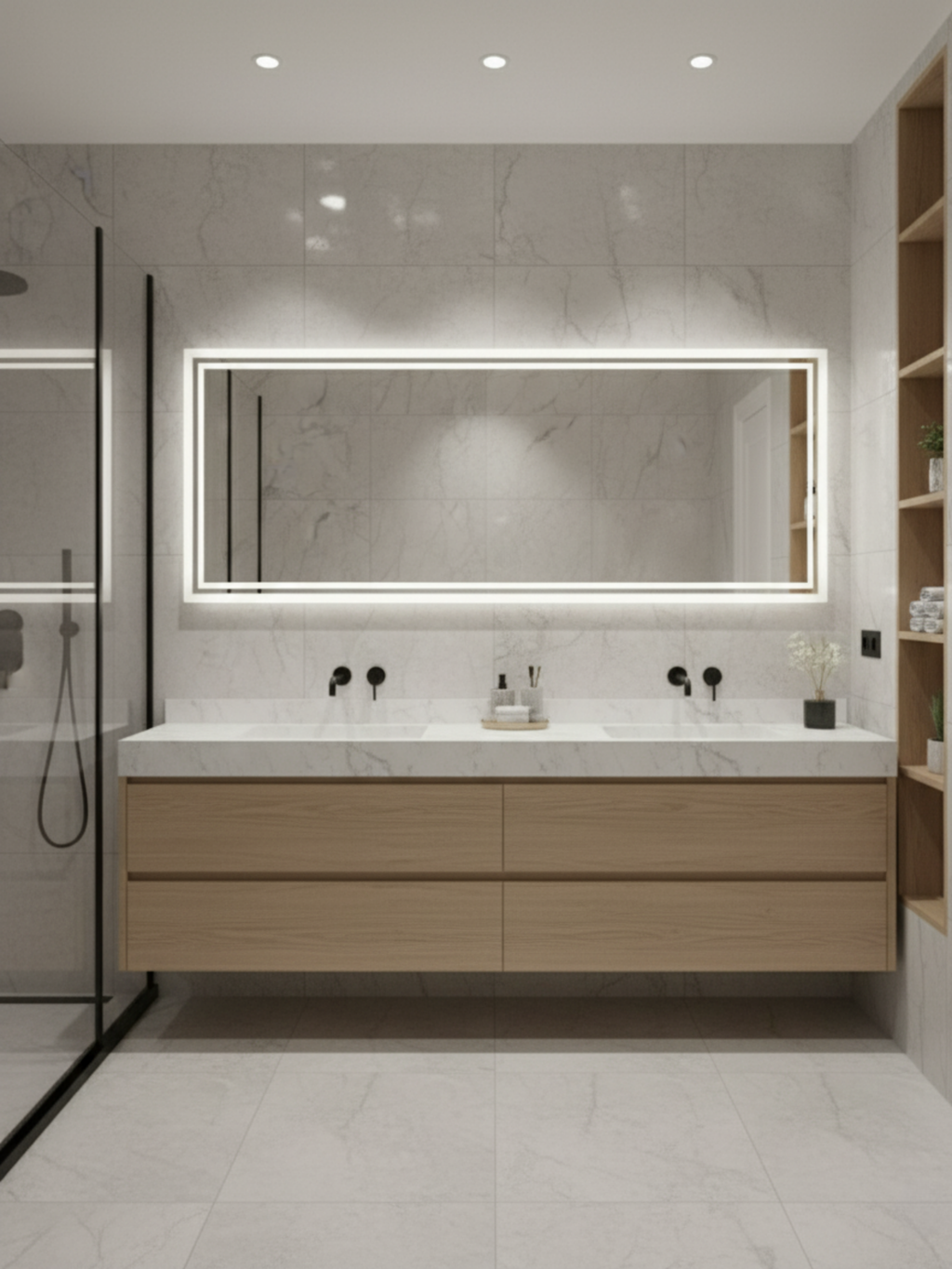 Capricornus LED mirror technical specs - 30 size dimensions chart, electrical parameters, IP65, 5-year warranty
