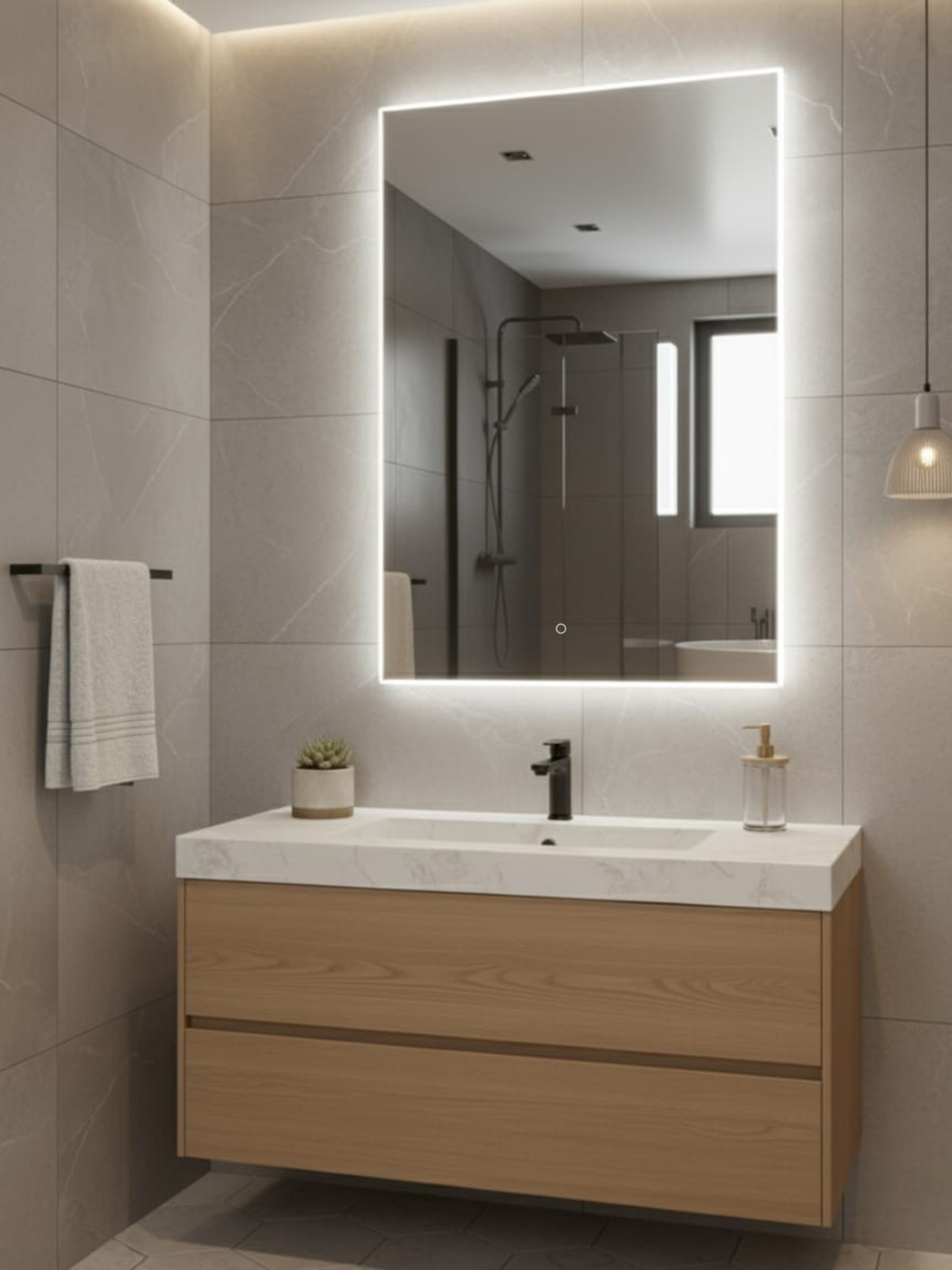 Horizon mirror touch switch control - one-touch operation, elegant seamless design without visible buttons
