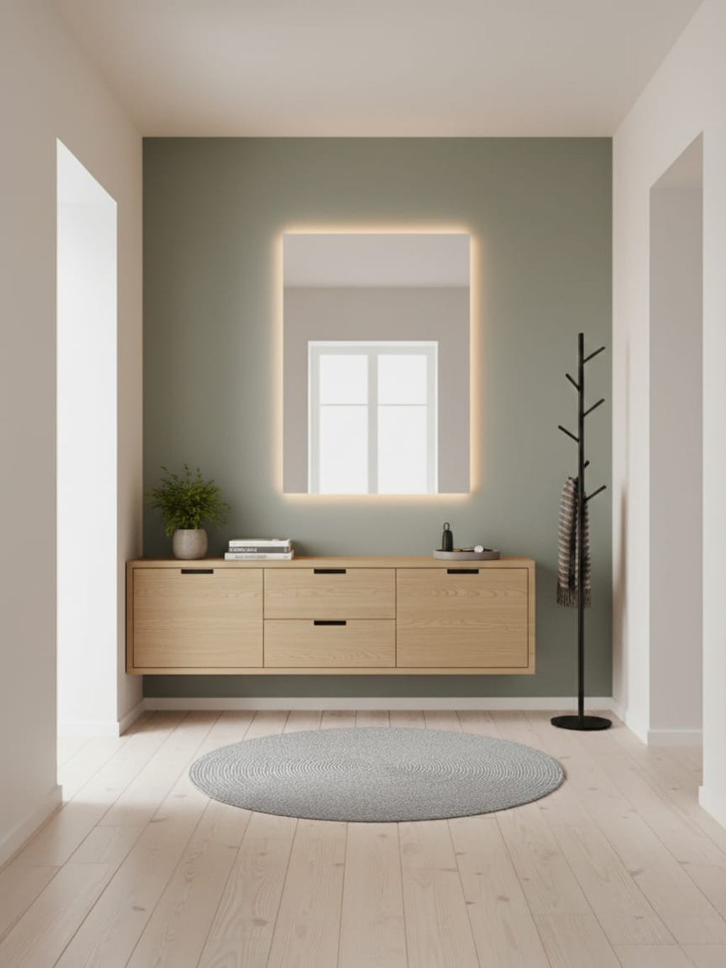 Horizon LED mirror side profile - wall mounting system, IP65 waterproof housing, compact design for bathroom
