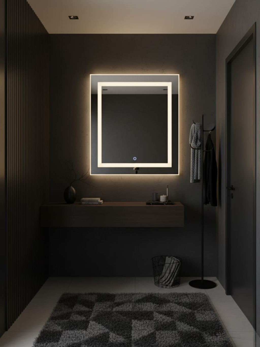 La Luna mirror installation example - versatile placement for bathroom, hallway, bedroom & commercial spaces
