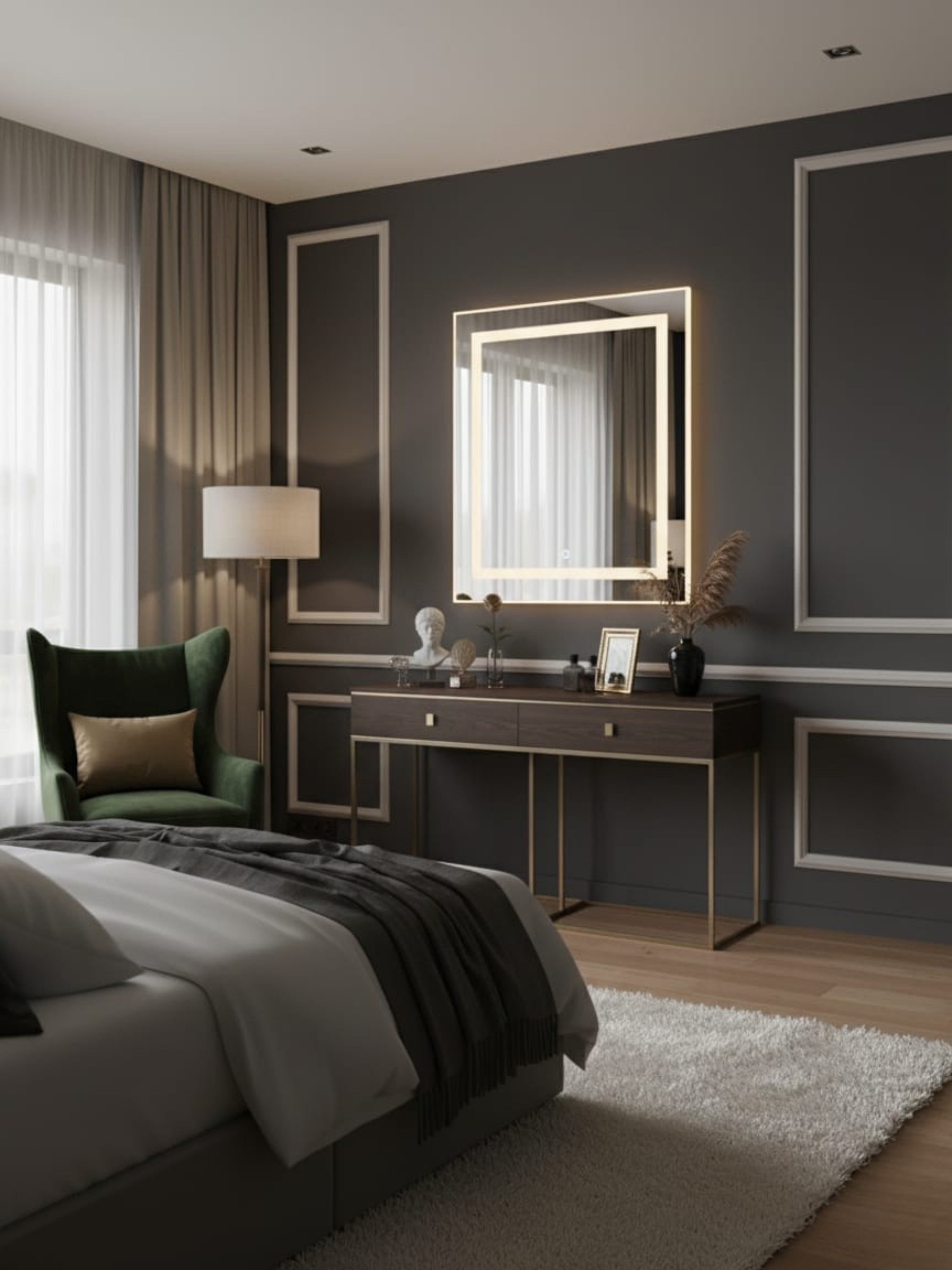 COB LED lighting system in La Luna mirror - energy-efficient, warm light, uniform illumination for any room
