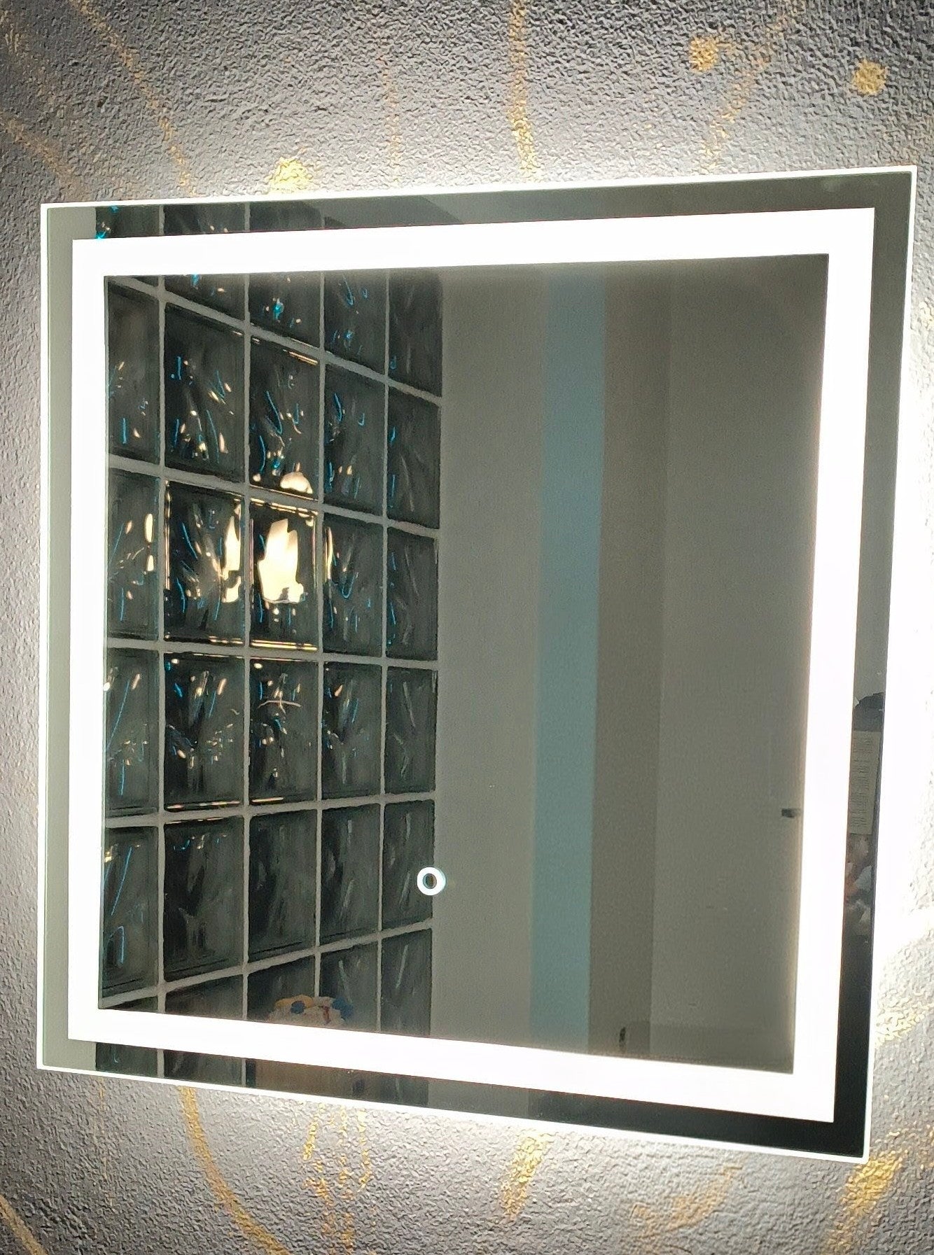 LED mirror La Luna touch switch – wall-mounted in bedroom, premium spa aesthetic, Anima Art