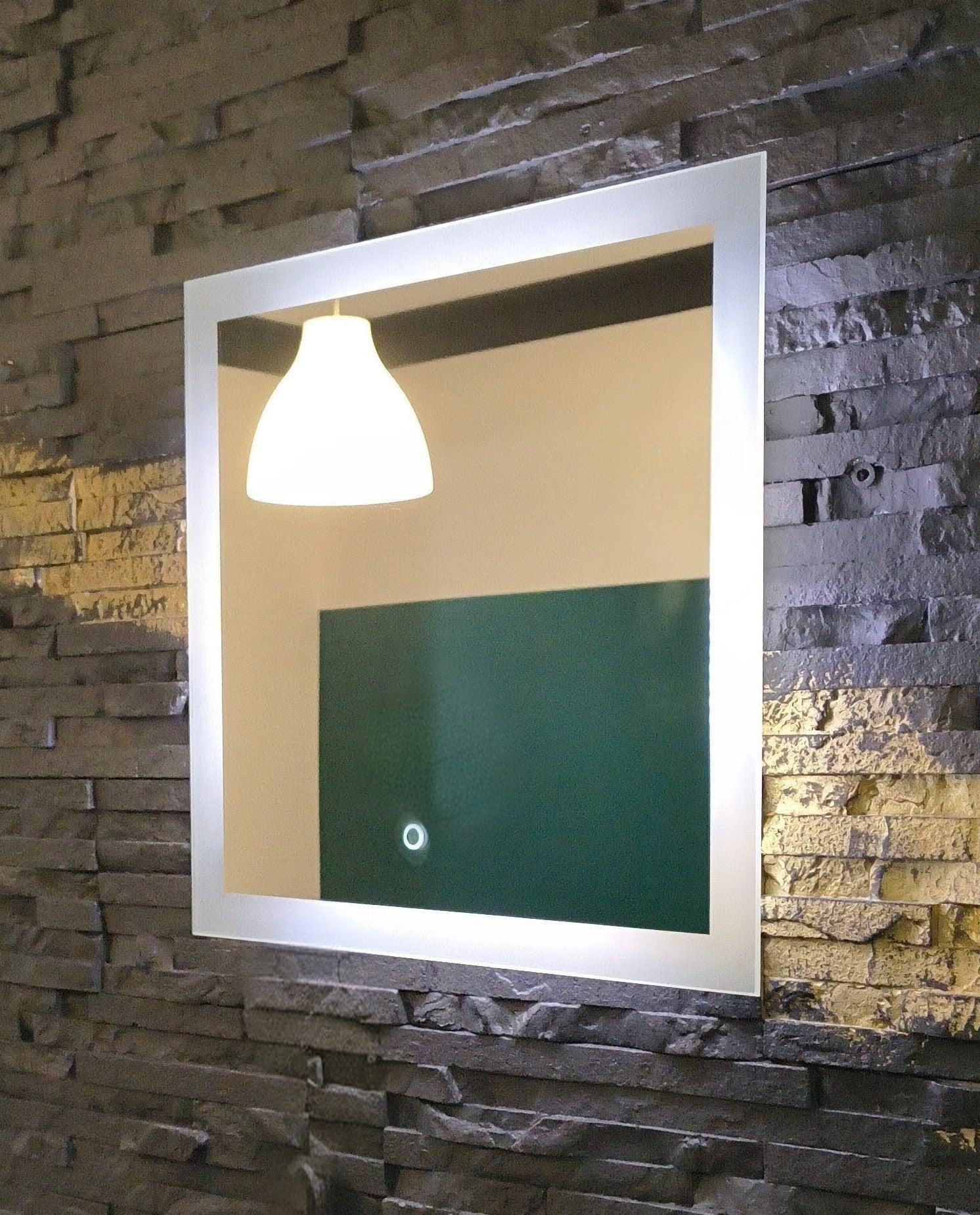 LED Mirror Lena – Touch Switch – square format, handmade bathroom mirror with lights