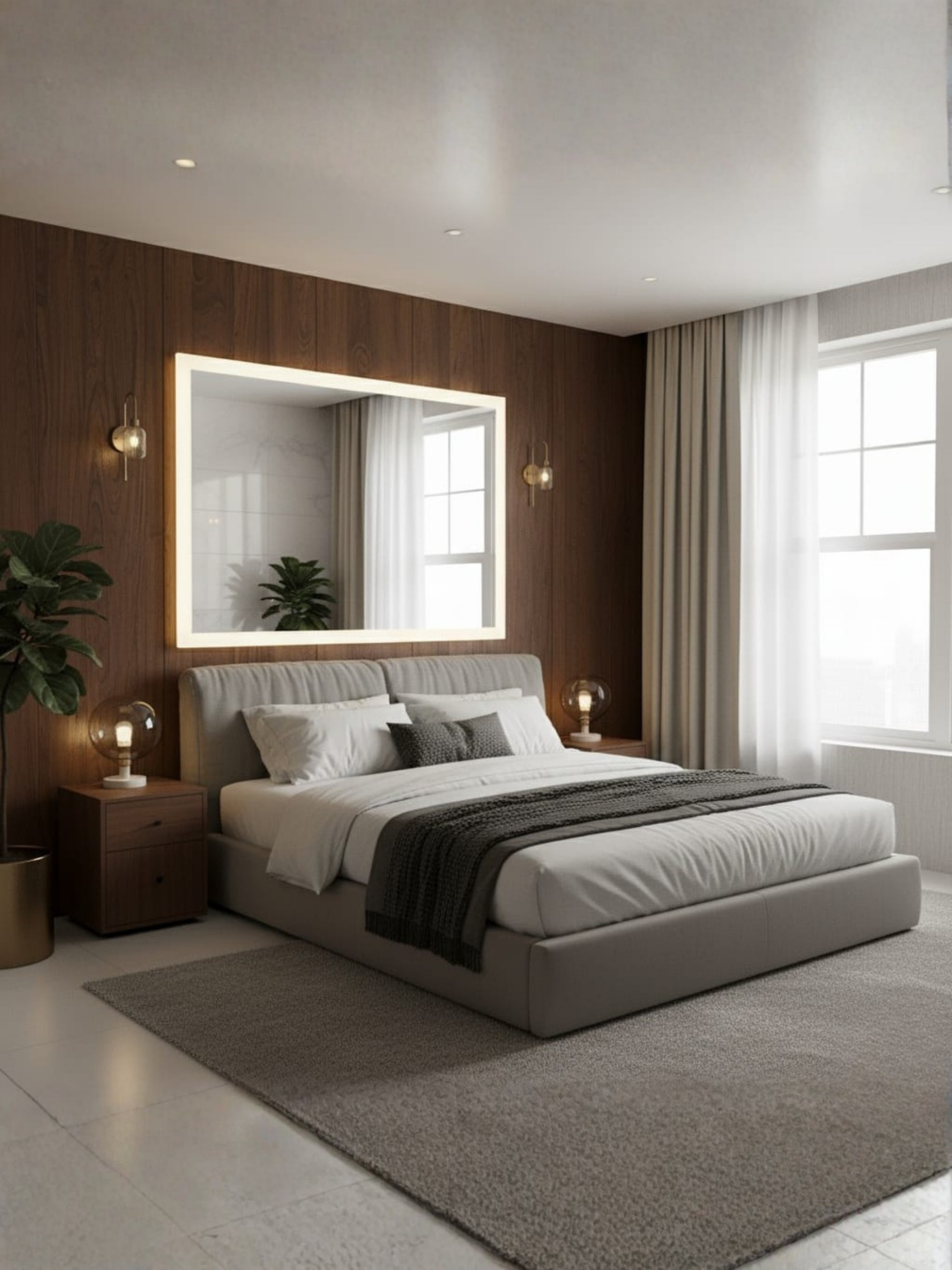 COB LED lighting system in Lena mirror - energy-efficient, warm light, uniform illumination for bathroom & room
