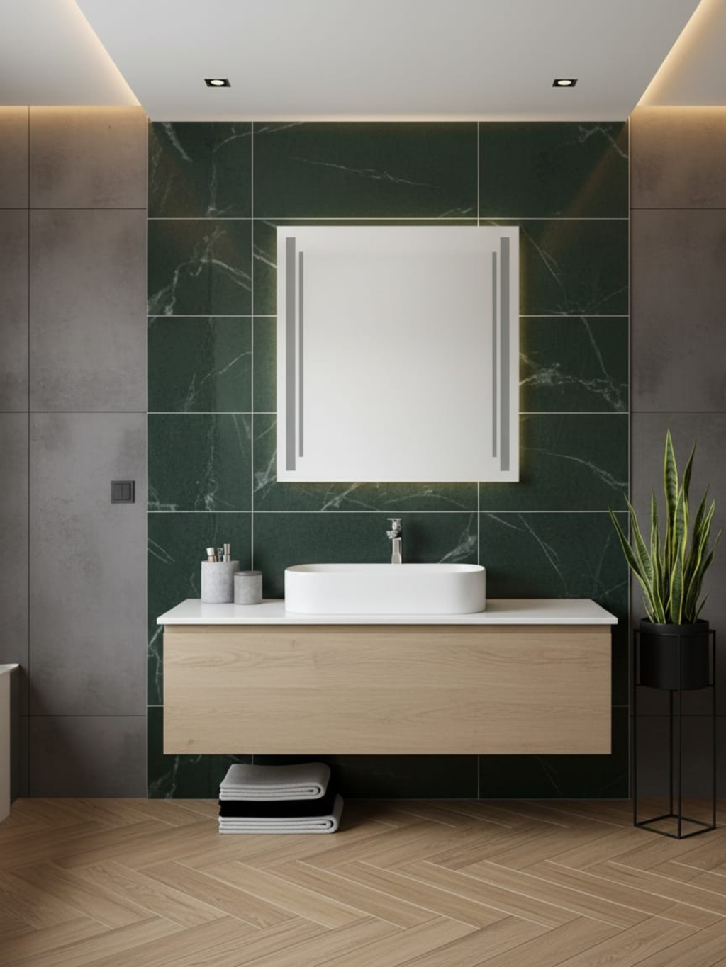 Susanna LED mirror in modern bathroom interior - IP65 waterproof, luxury design for bedroom & living spaces
