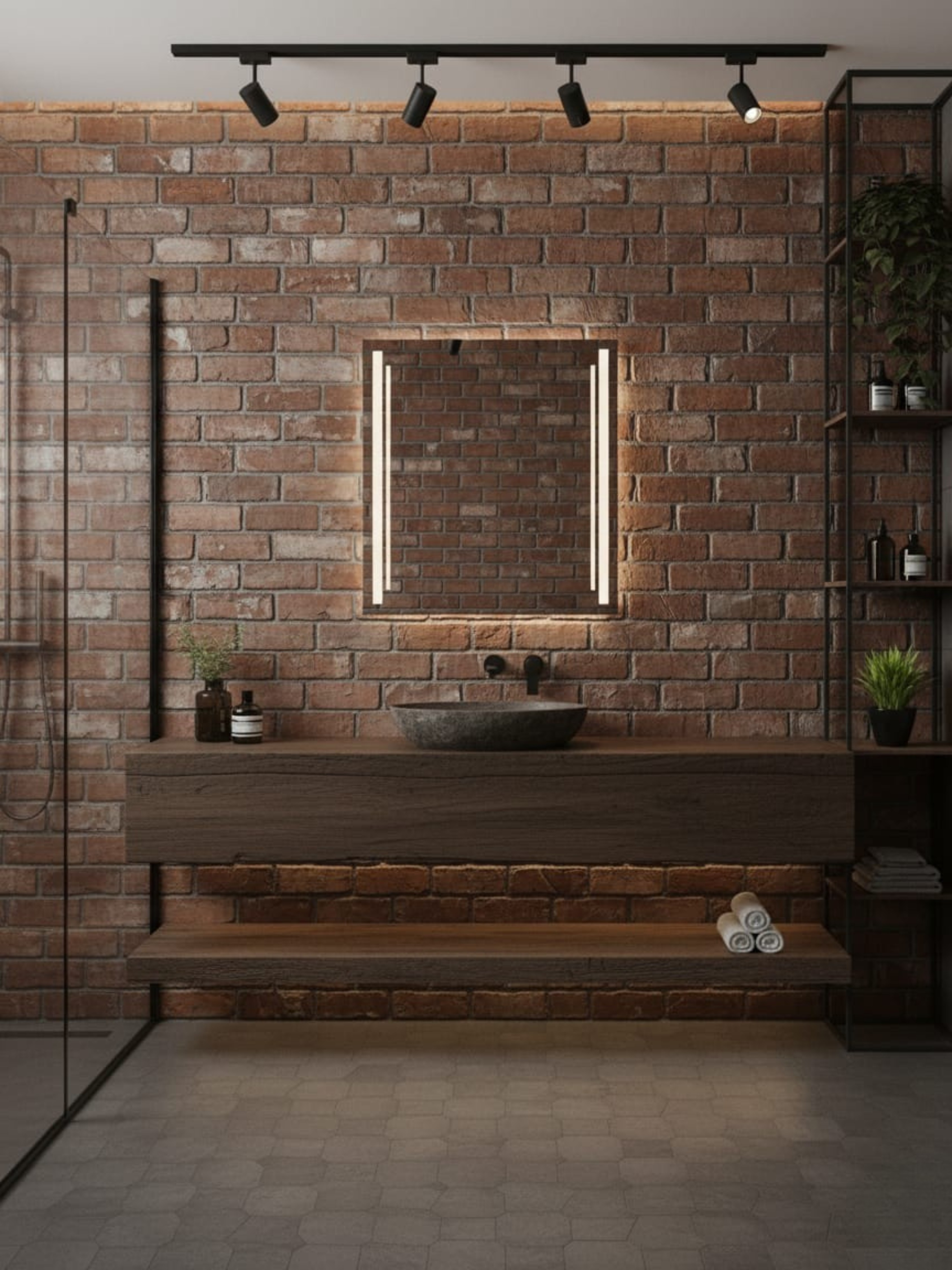 Susanna LED mirror side profile - wall mounting system, IP65 waterproof housing, compact design for bathroom
