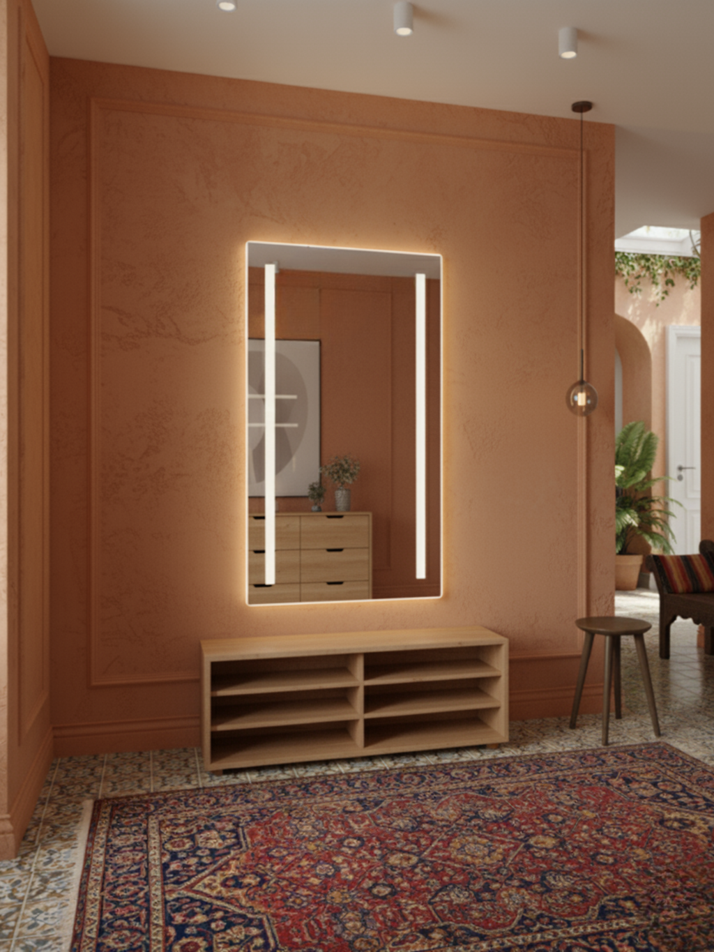 COB LED lighting system in Venus mirror - energy-efficient, warm light, uniform illumination for bathroom & room
