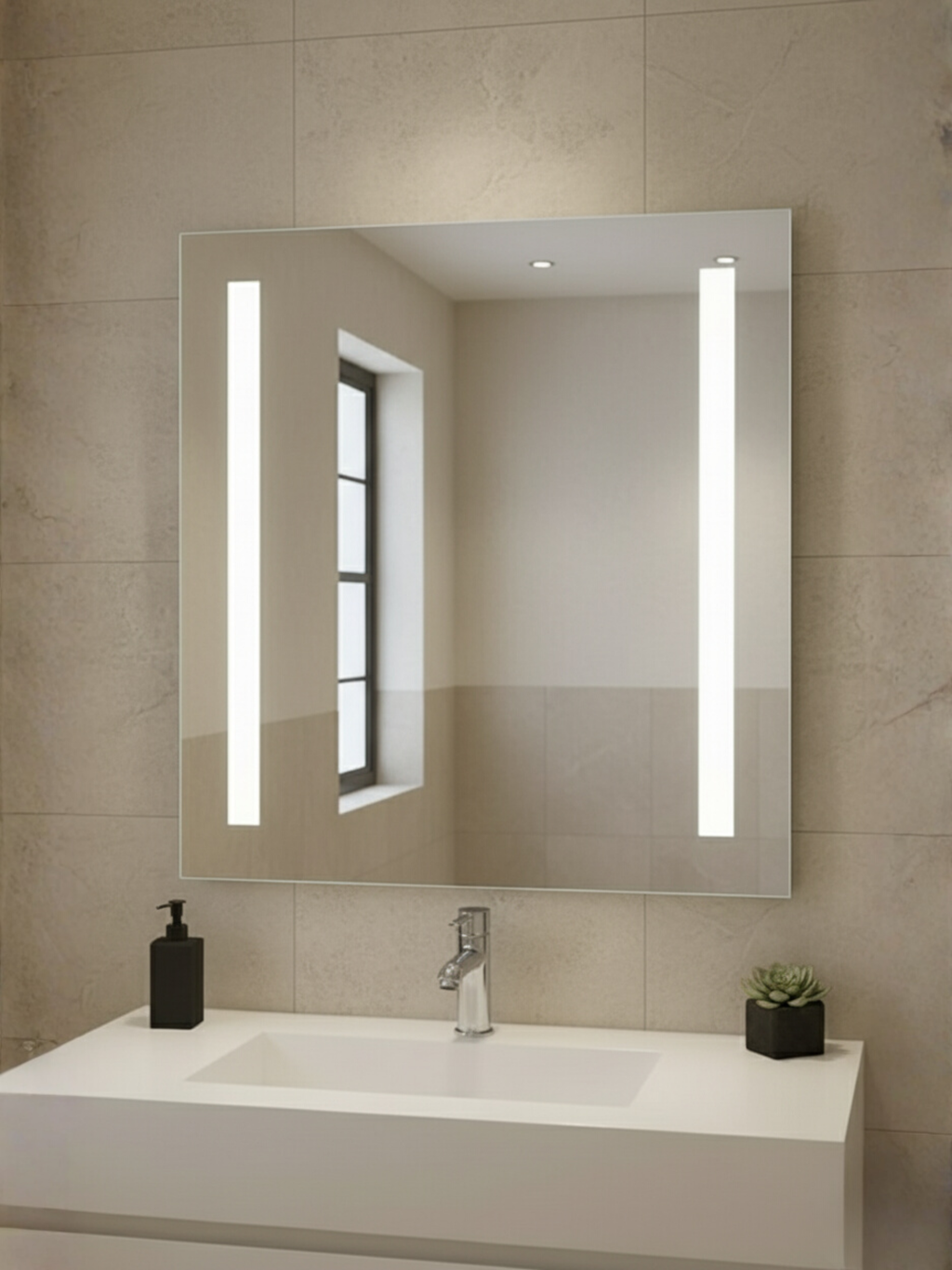 Venus mirror installation example - versatile placement for bathroom, hallway, bedroom & commercial spaces
