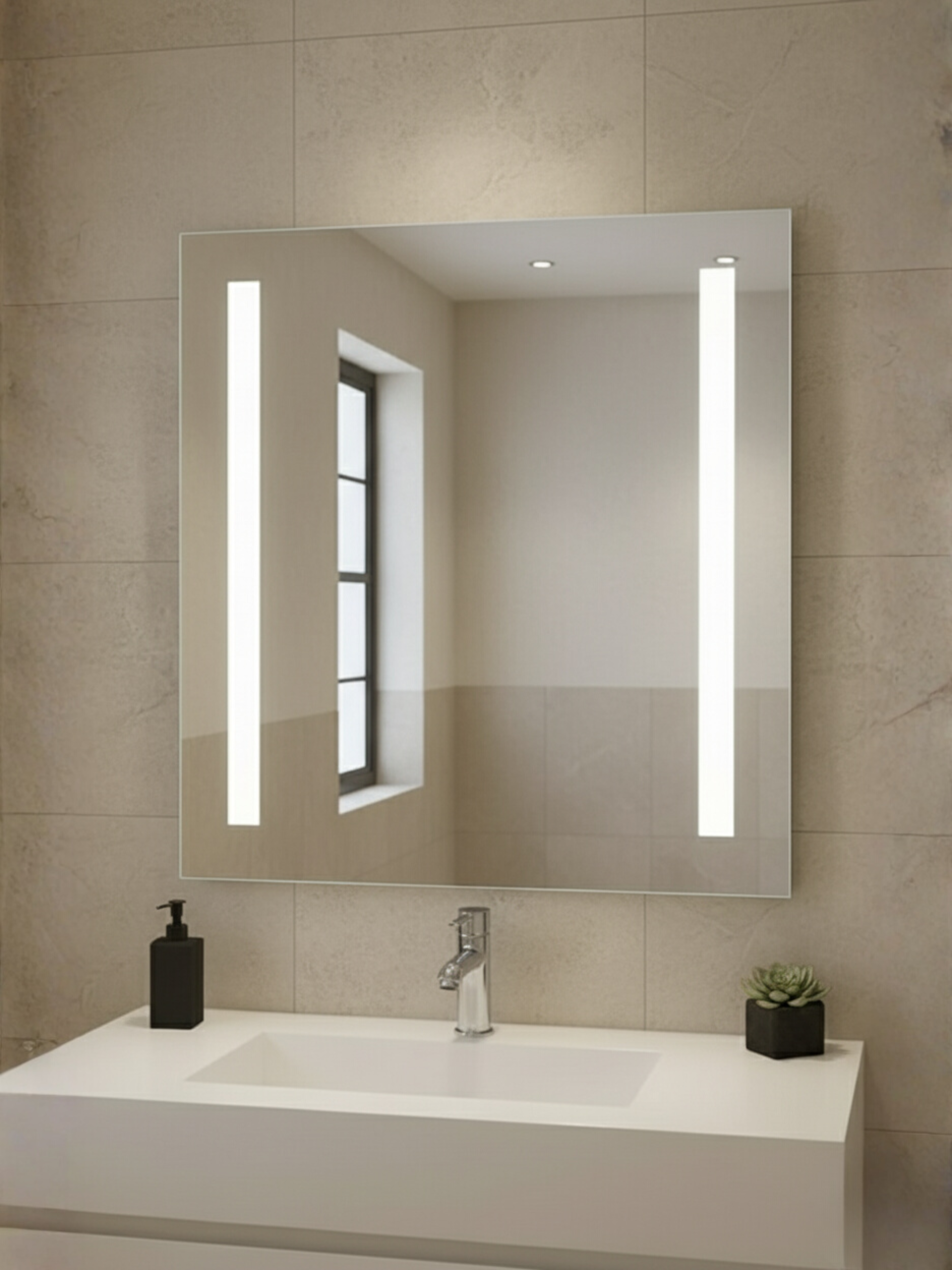 Venus mirror installation example - versatile placement for bathroom, hallway, bedroom & commercial spaces
