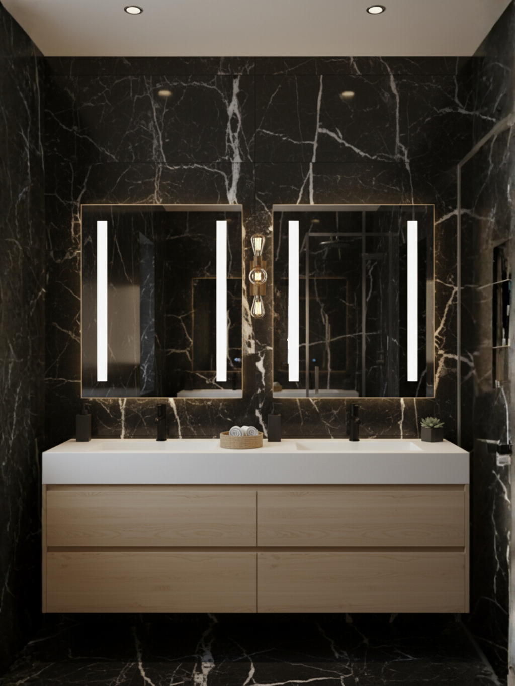 Venus LED mirror in modern bathroom - IP65 waterproof, luxury design for bedroom & living spaces
