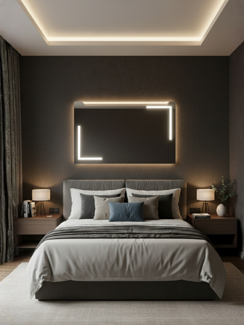 Via Lactea LED mirror side profile - wall mounting system, IP65 waterproof housing, compact rectangular design
