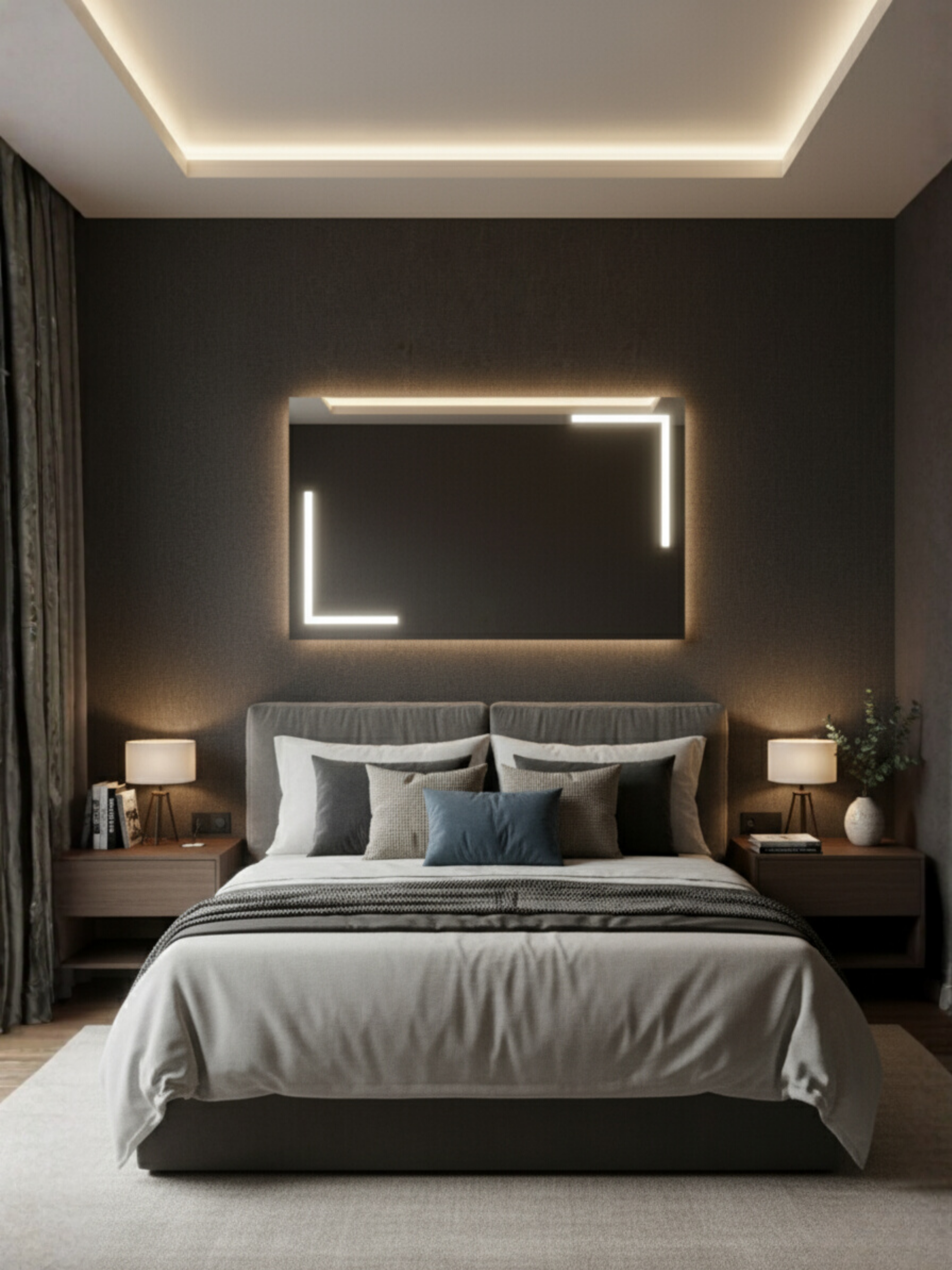 Via Lactea LED mirror side profile - wall mounting system, IP65 waterproof housing, compact rectangular design
