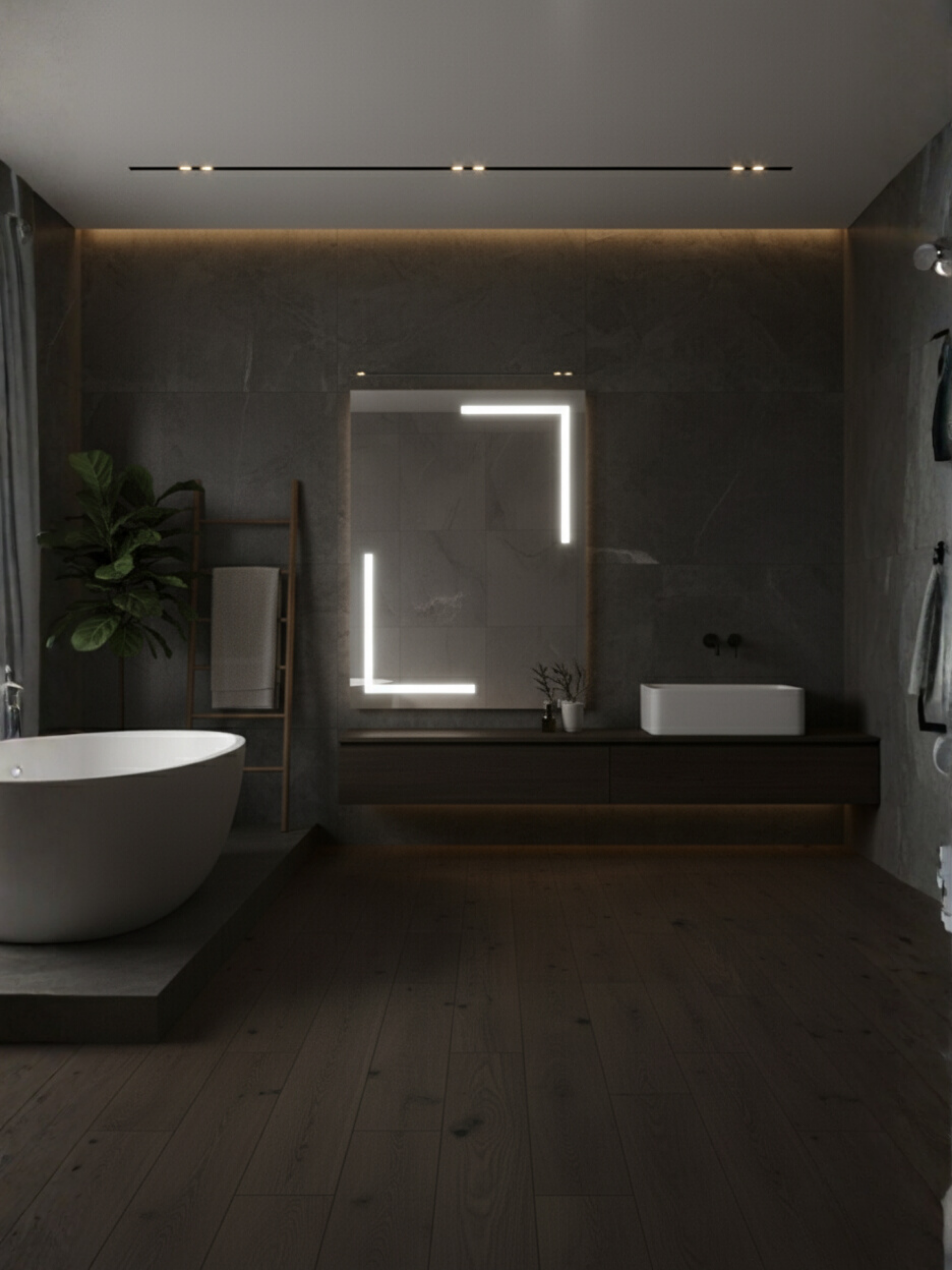 COB LED lighting system in Via Lactea mirror - energy-efficient, warm light, uniform illumination for any room
